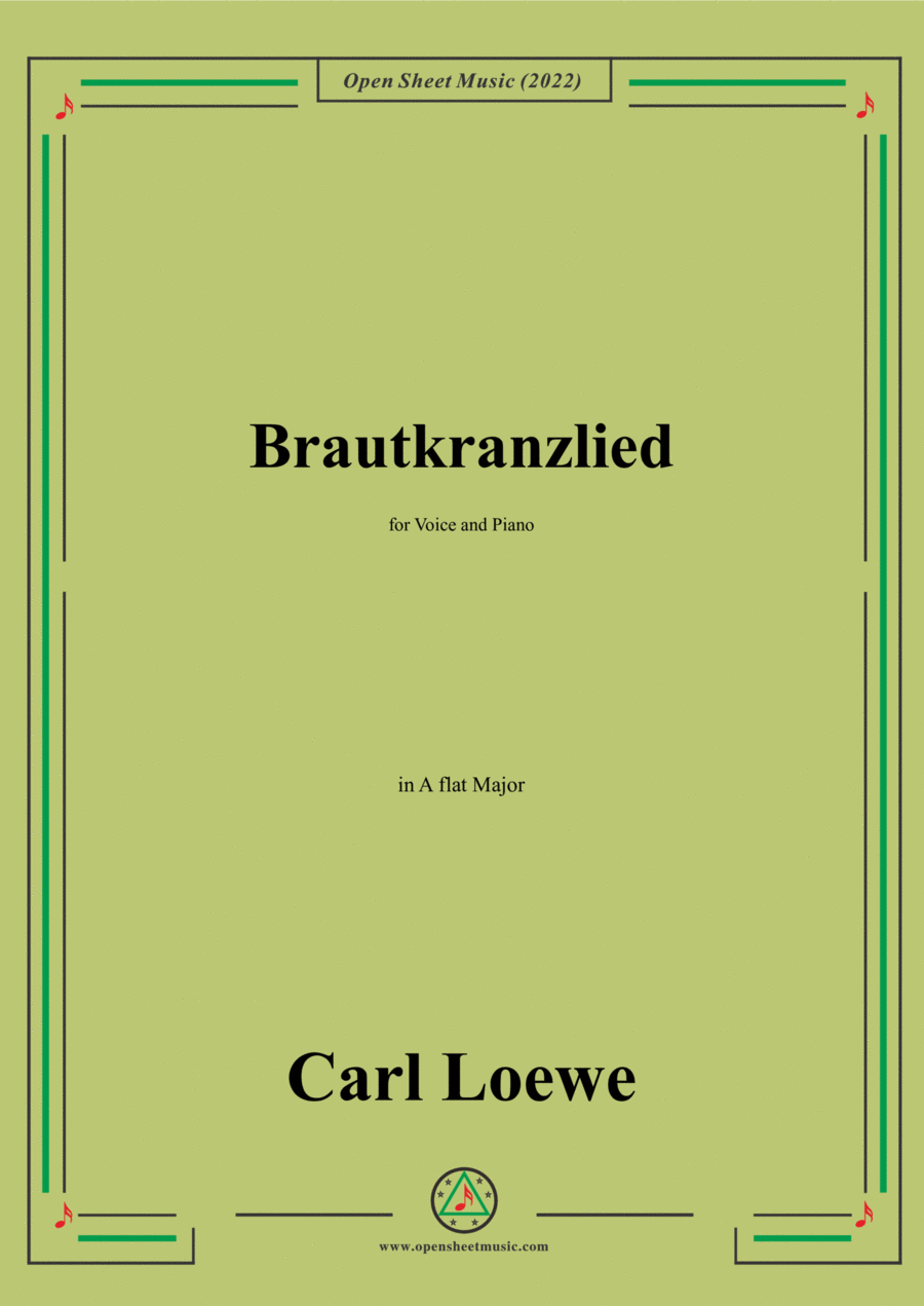 Loewe-Brautkranzlied,in A flat Major,for Voice and Piano Voice Solo scores gallery preview page 1