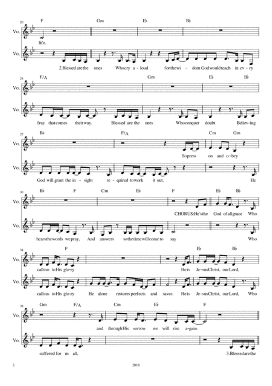 Blessed are the Ones - alto/baritone vocal duet (lead sheet) image number null