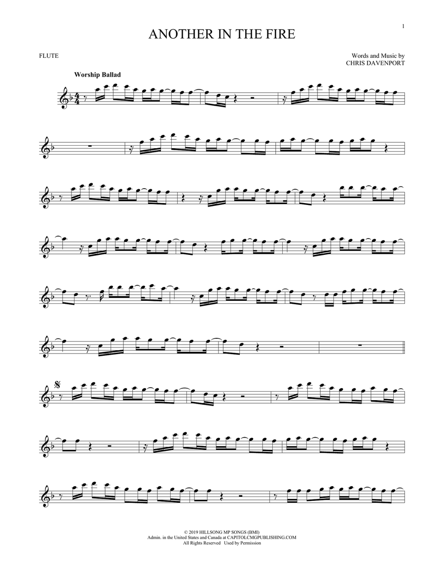 Another In The Fire Flute Solo scores gallery preview page 1