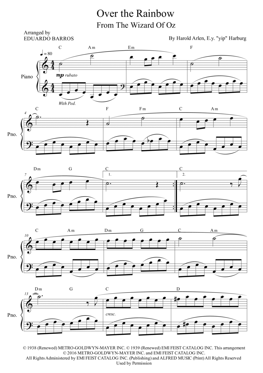 Over The Rainbow Piano Solo scores gallery preview page 1