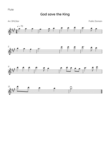 How to make God Save the King on Flute - God save the King Flute sheet music - sheet music image number null