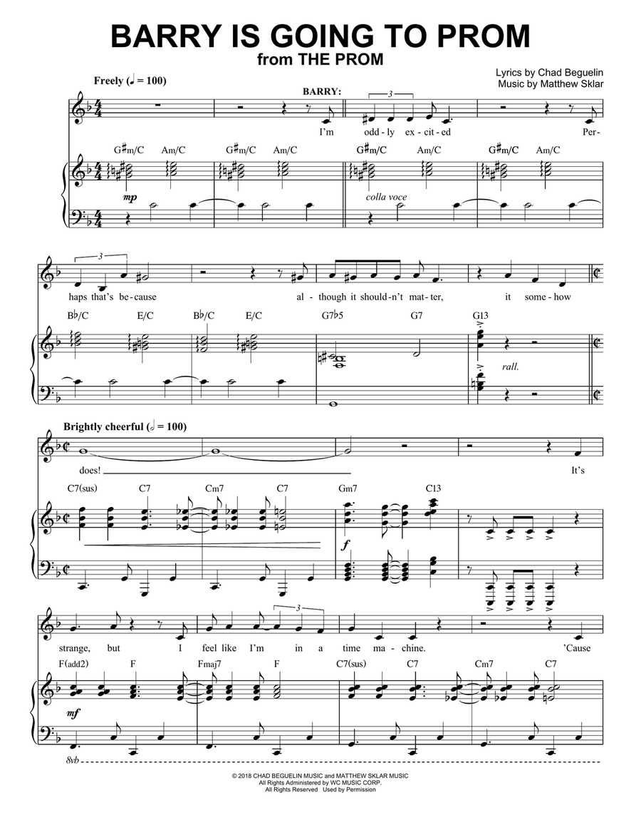 Barry Is Going To Prom (from The Prom: A New Musical) Voice scores gallery preview page 1