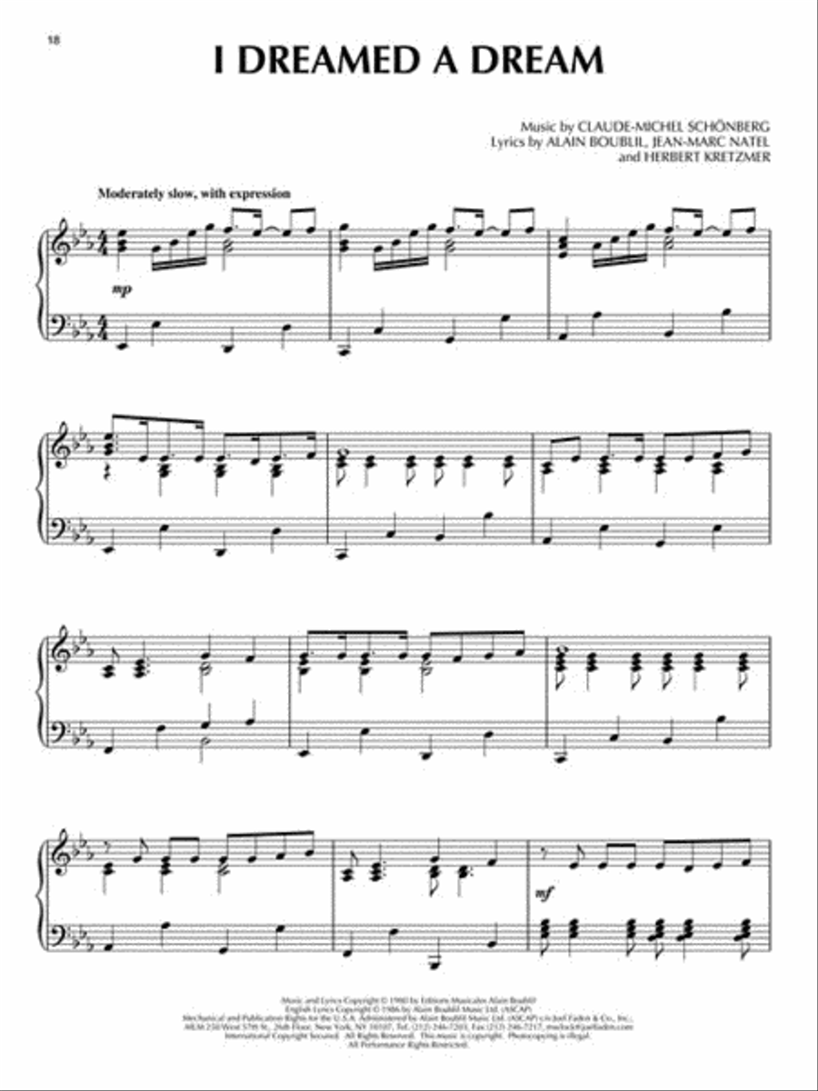 Les Miserables Piano Solo scores gallery preview page 3