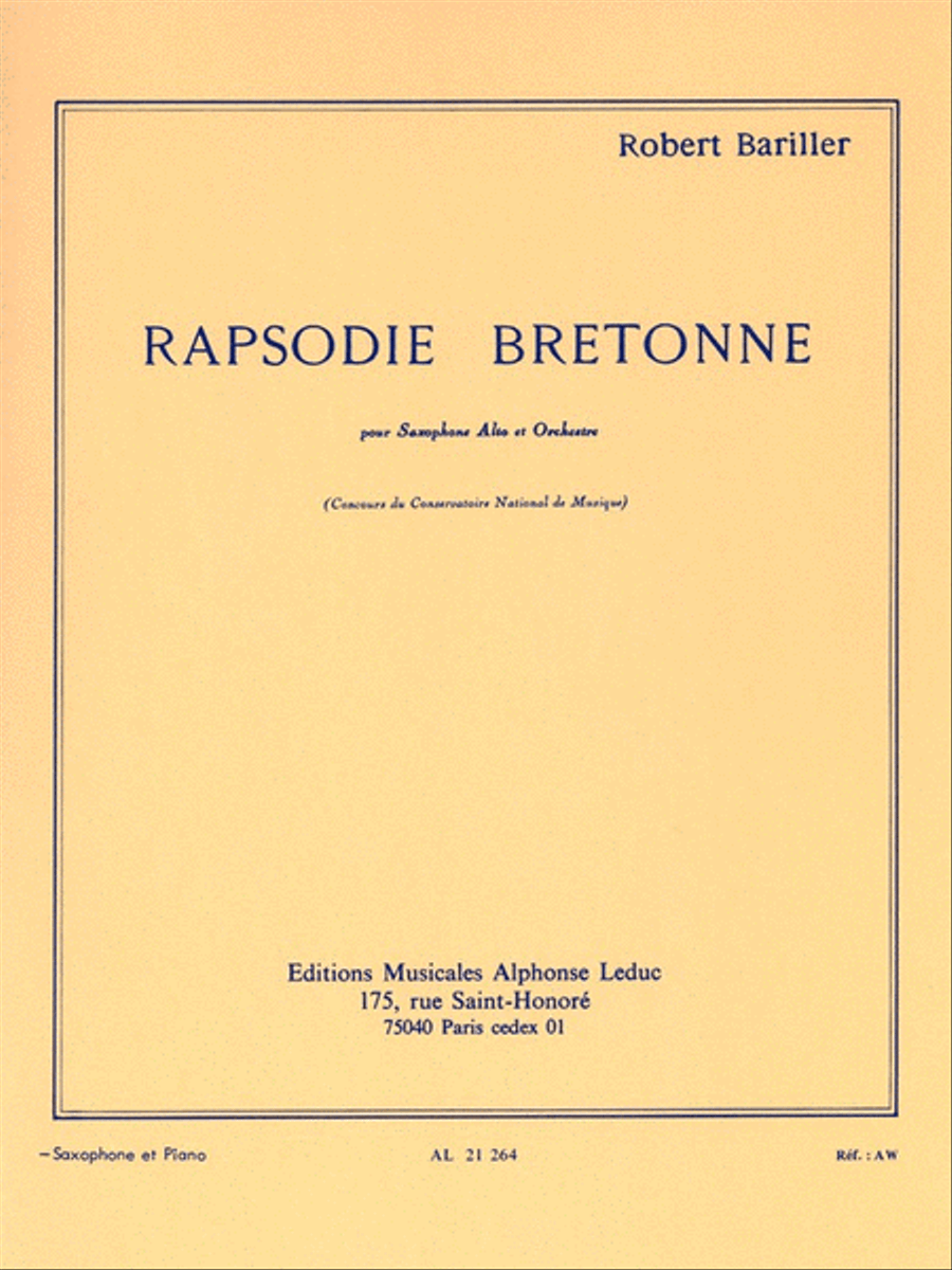 Breton Rhapsody, For Alto Saxophone And Piano Alto Saxophone scores gallery preview page 1