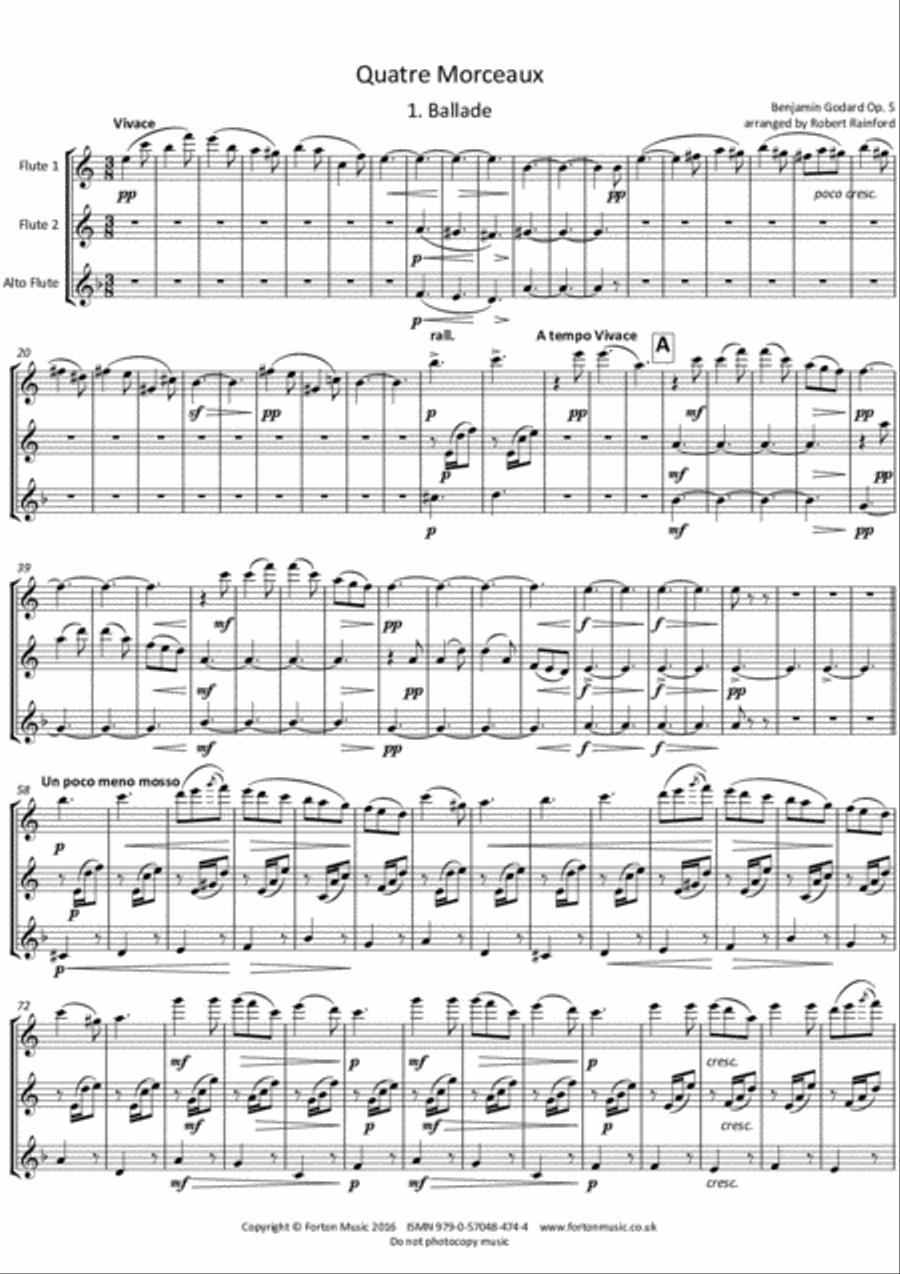 Quatre Morceaux Flute Trio scores gallery preview page 2