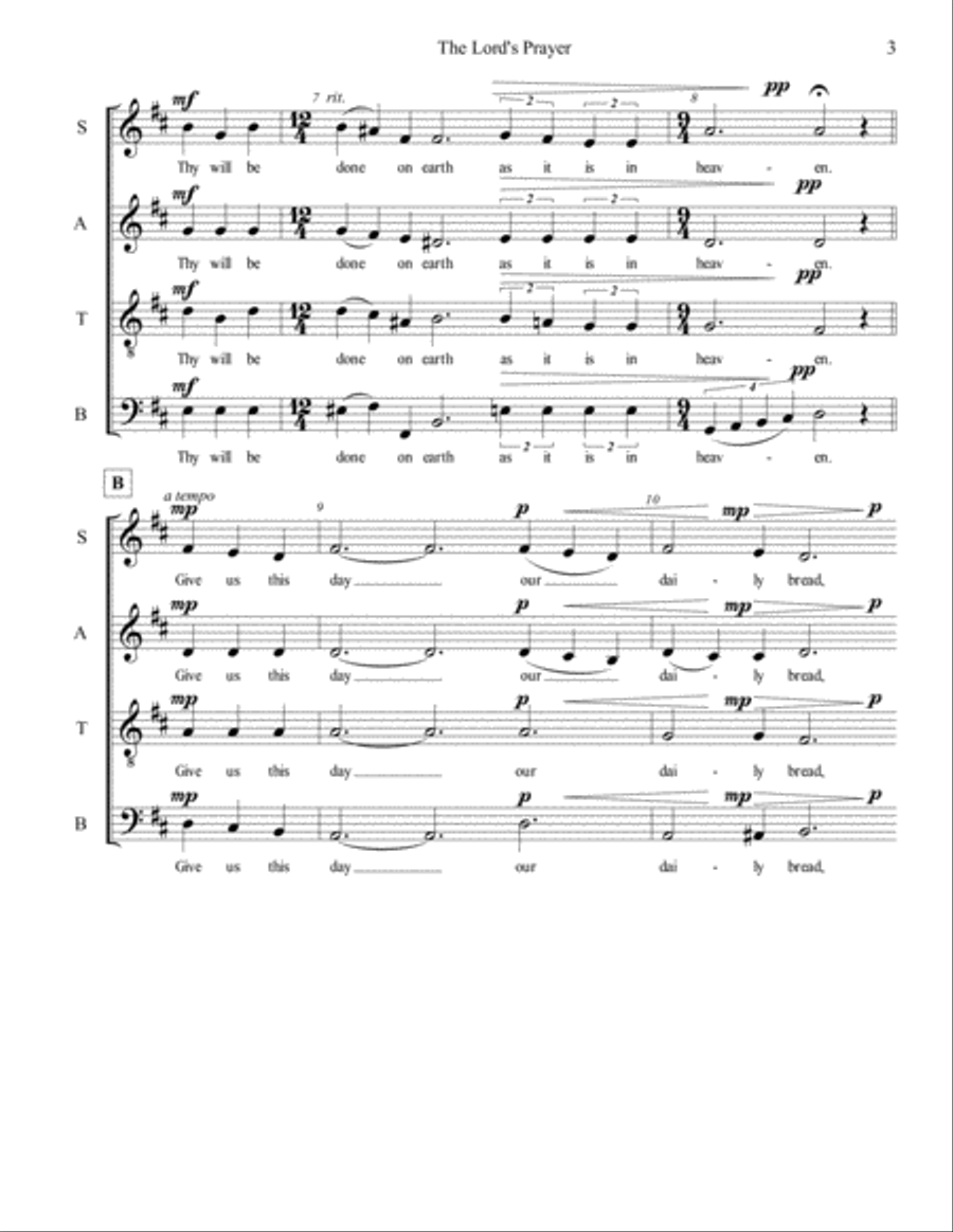 The Lord's Prayer SATB The Lord's Prayer SATB 4-Part scores gallery preview page 3
