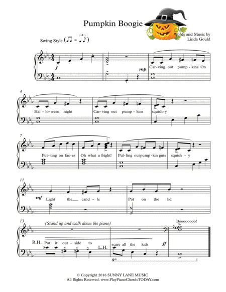 Pumpkin Boogie - Easy/Beginner Piano image number null