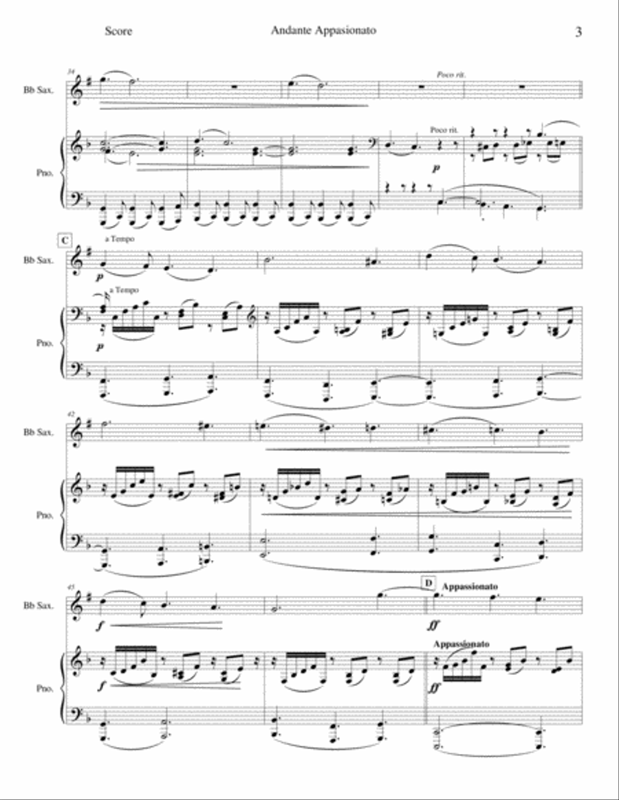 Andante Appasionato Andante Appasionato Soprano Saxophone scores gallery preview page 3