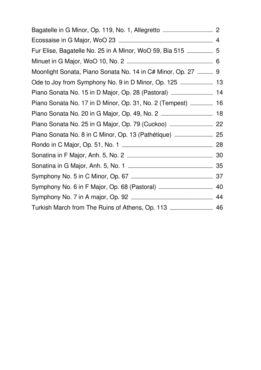 BEST OF BEETHOVEN (18 TUNES) - Sheet Music Collection [EASY PIANO] Easy Piano scores gallery preview page 1