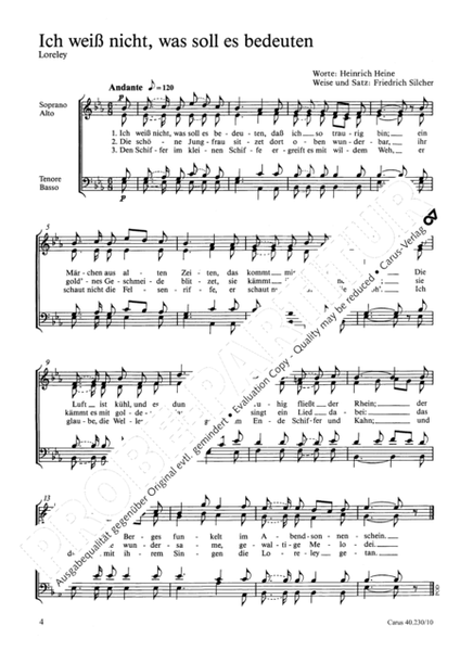 Silcher: Chorblatt 1 fur gemischten Chor