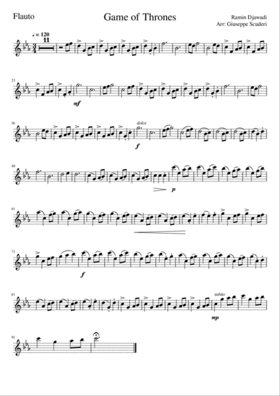 Game Of Thrones Flute scores gallery preview page 6