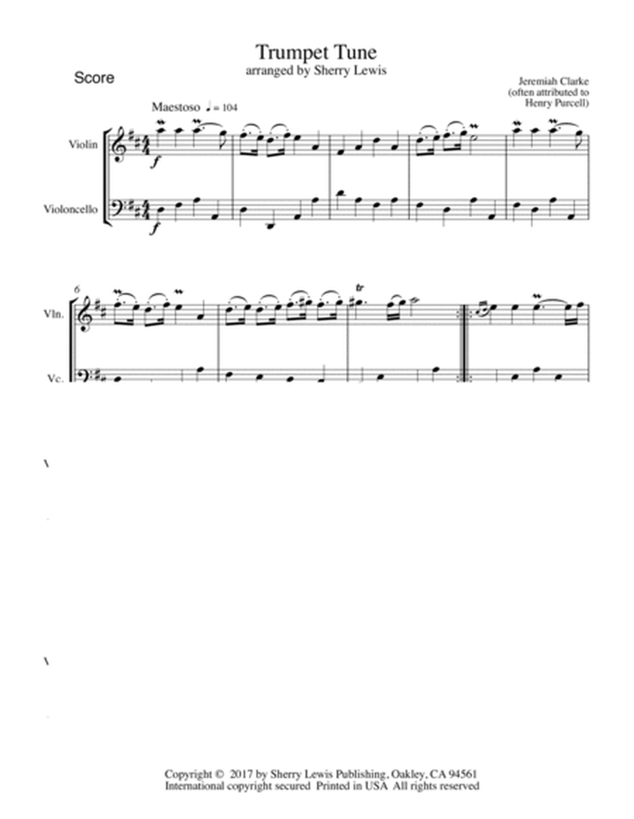 TRUMPET TUNE, Jeremiah Clarke (sometimes attributed to H.Purcell), String Duo, Intermediate Level fo image number null