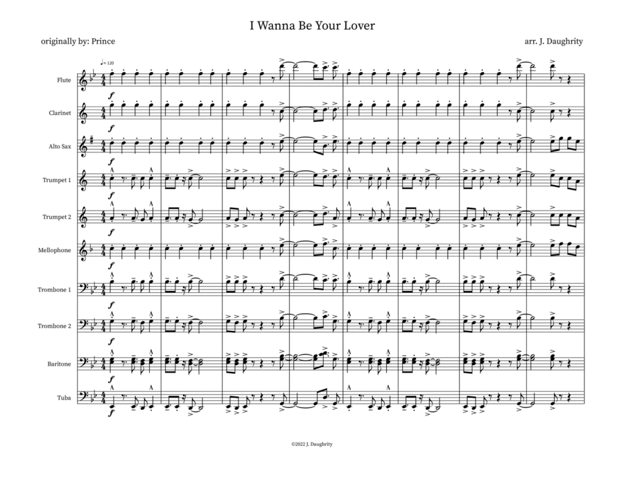 I Wanna Be Your Lover I Wanna Be Your Lover Marching Band scores gallery preview page 1