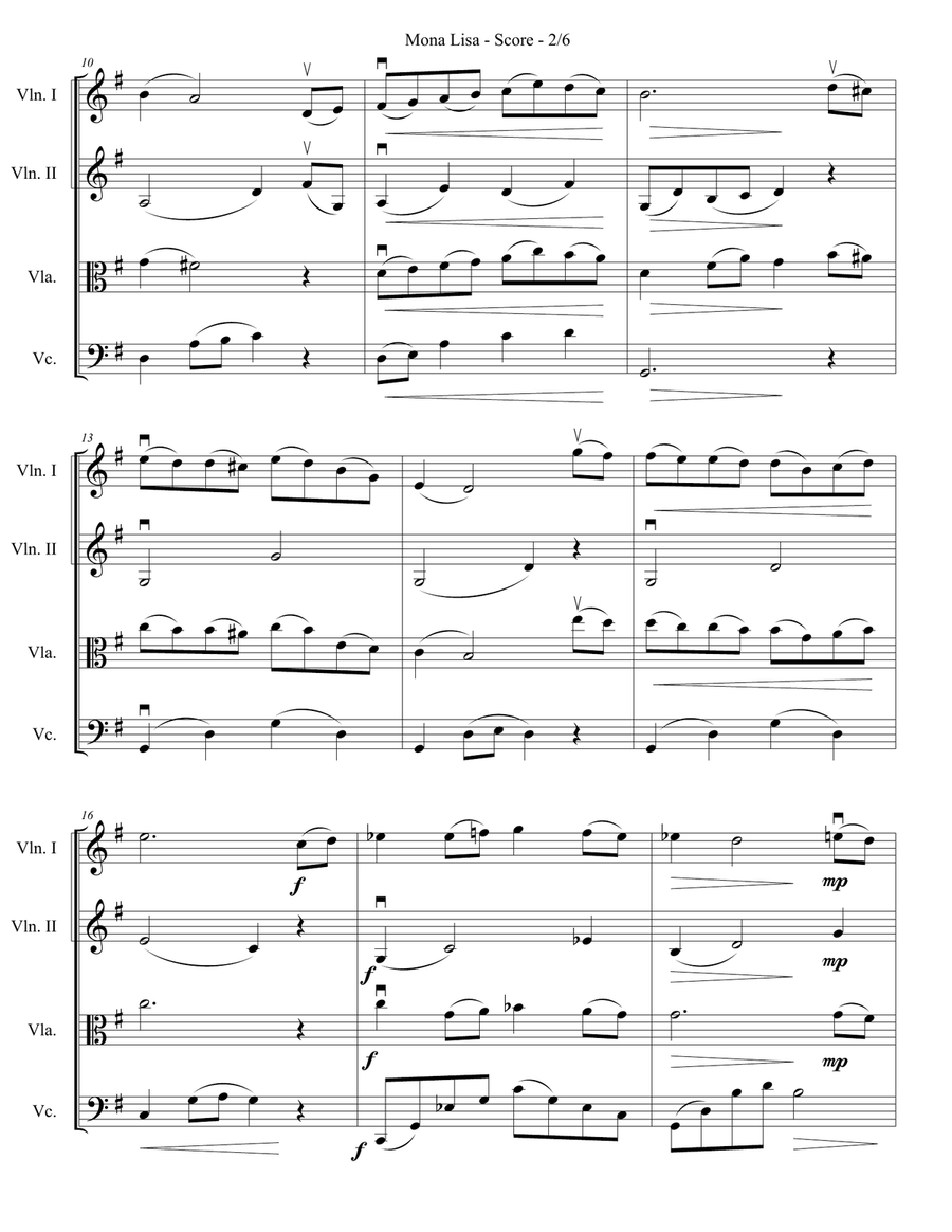 Mona Lisa String Quartet scores gallery preview page 4