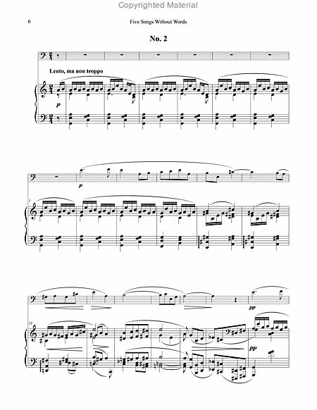 Five Songs Without Words for Euphonium & Piano by Ralph Sauer Euphonium - Sheet Music