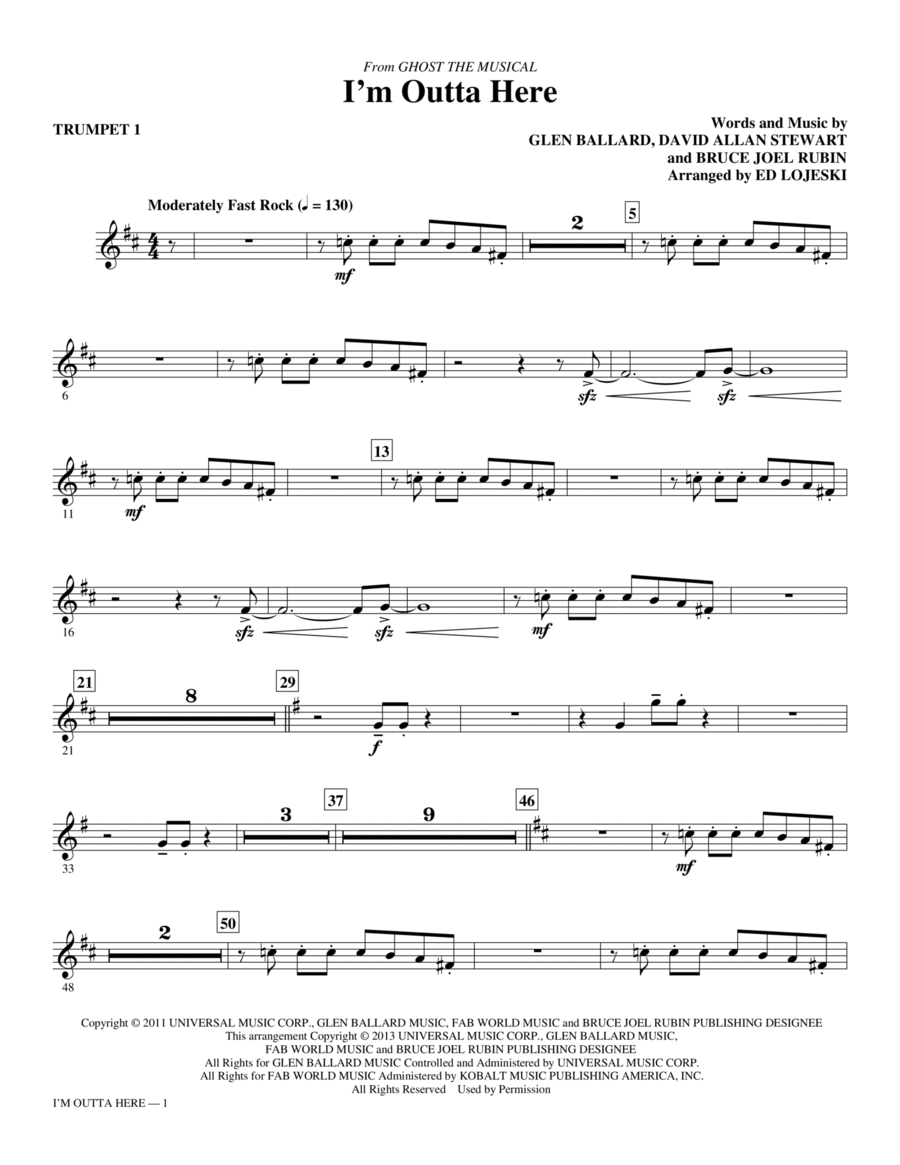 I'm Outta Here - Trumpet 1 Choir scores gallery preview page 1