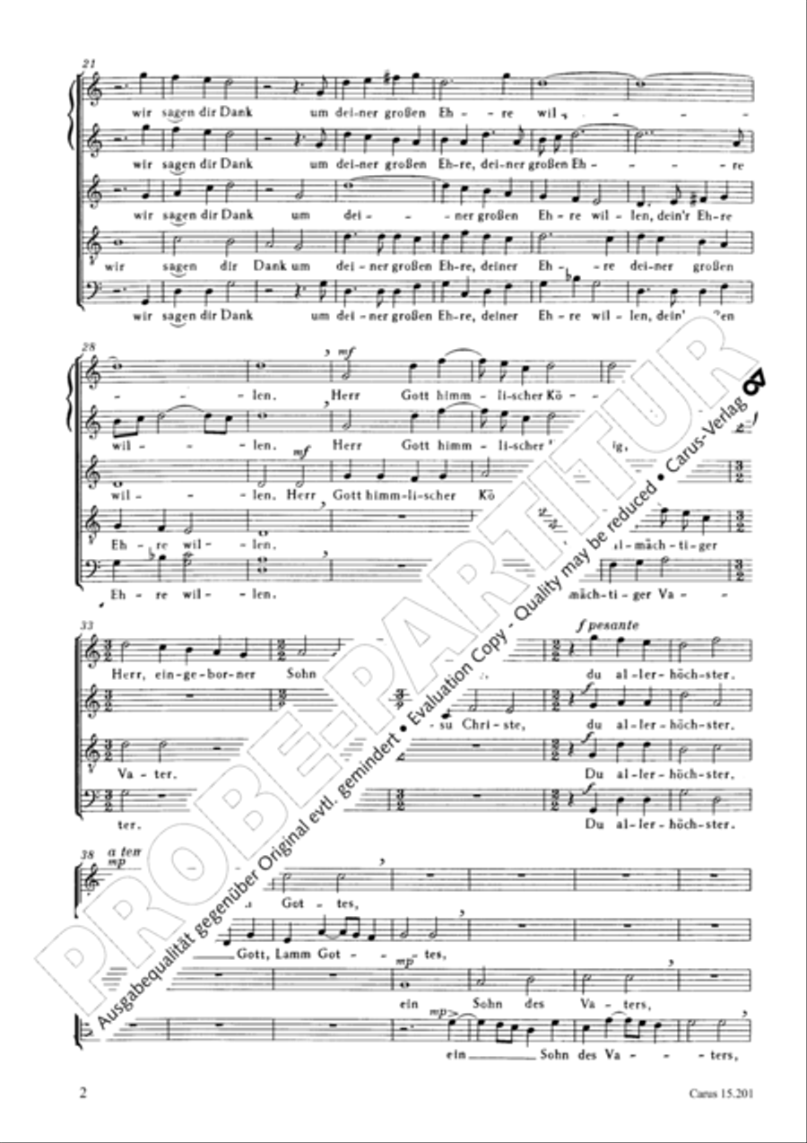 Glory to god in the highest (Ehre sei Gott in der Hohe) SSATBB scores gallery preview page 3