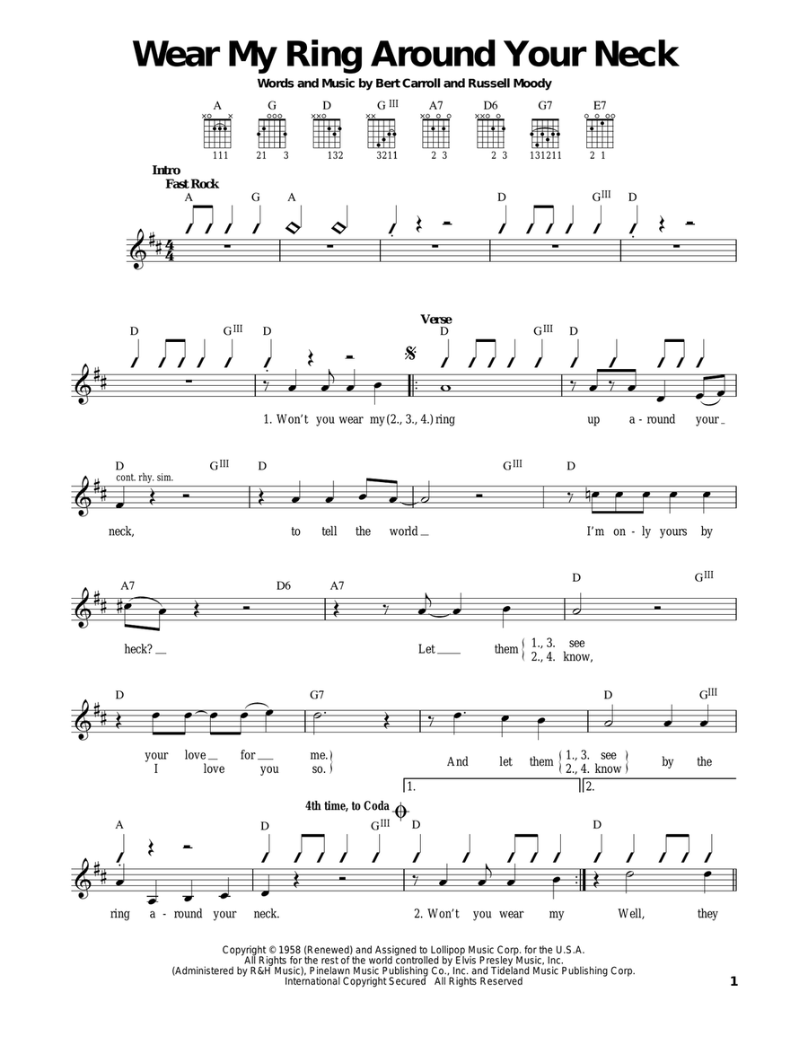 Wear My Ring Around Your Neck Acoustic Guitar scores gallery preview page 1
