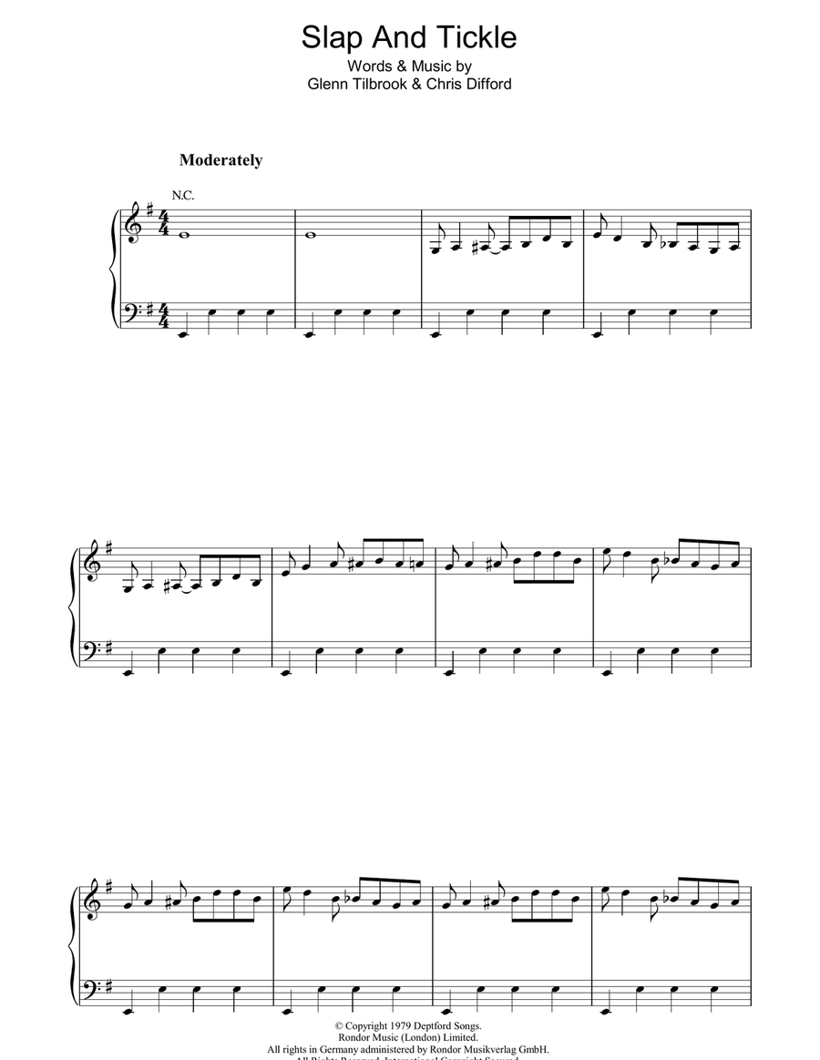 Slap And Tickle Piano, Vocal, Guitar scores gallery preview page 1