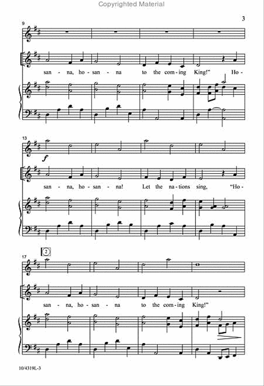 Hosanna! Hosanna! Unison Choir scores gallery preview page 3