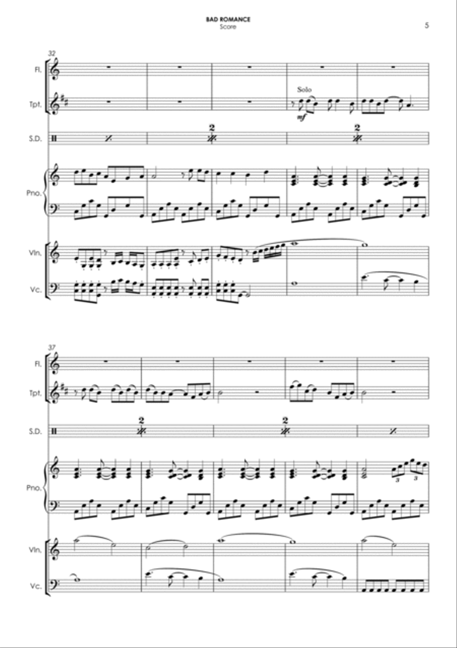 Bad Romance Small Ensemble scores gallery preview page 5