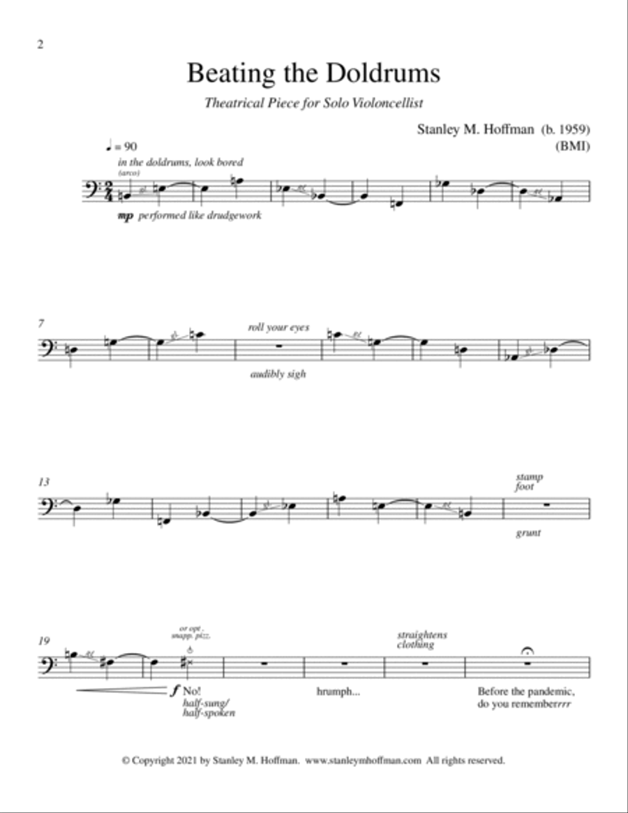 Beating the Doldrums Cello Solo scores gallery preview page 2
