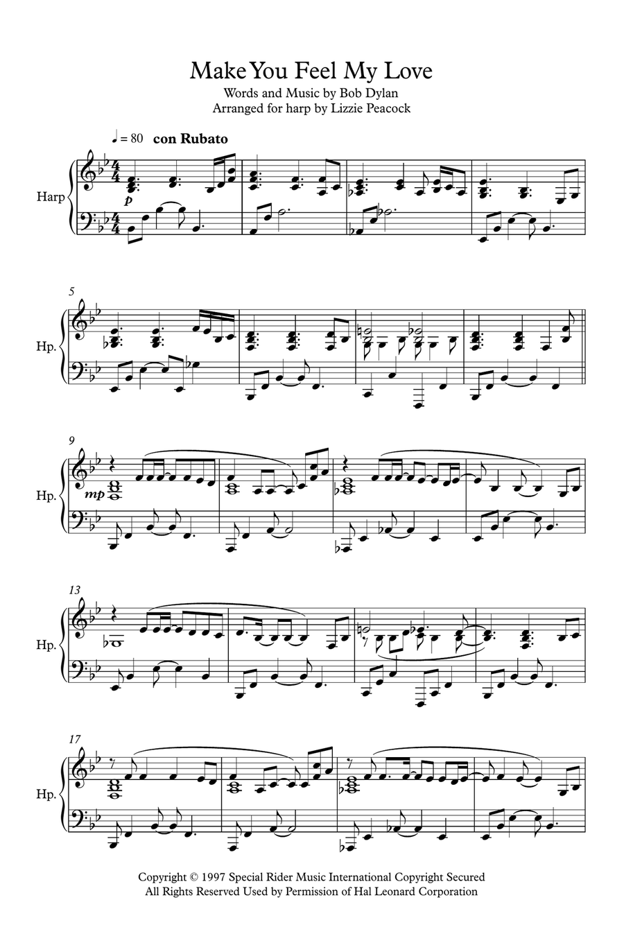 Make You Feel My Love Harp scores gallery preview page 1