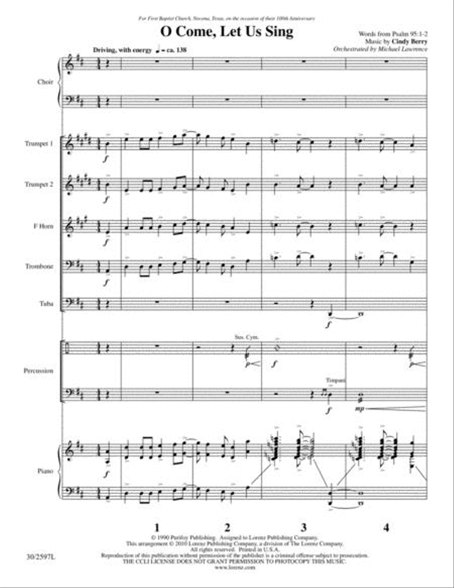 O Come, Let Us Sing - Brass and Percussion Score and Parts Choir scores gallery preview page 2