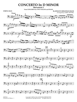 Book cover for Concerto In D Minor (Movement 1) (arr. Larry Moore) - String Bass