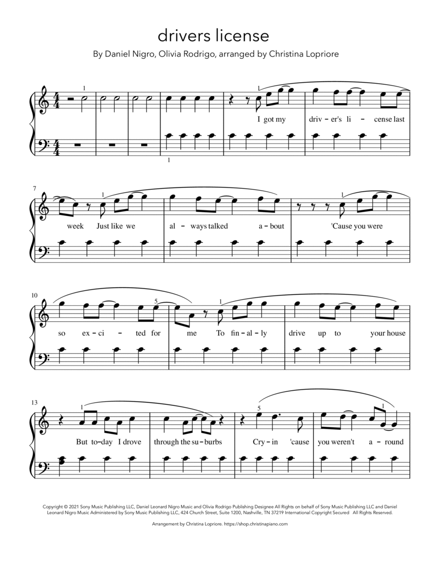 Drivers License Drivers License Voice scores gallery preview page 1