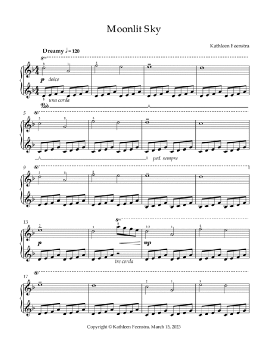 Moonlit Sky Easy Piano scores gallery preview page 2