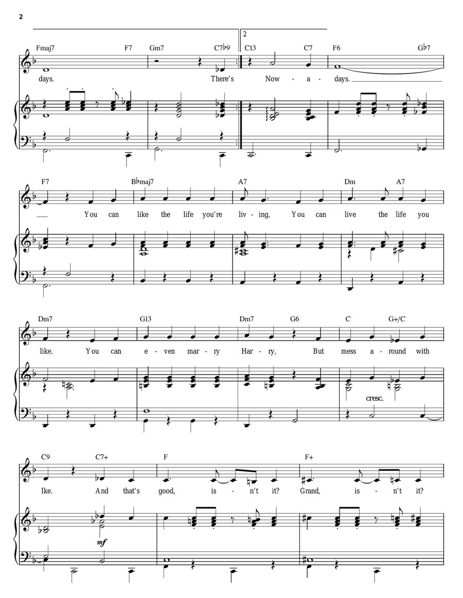 Nowadays (from Chicago) Piano, Vocal scores gallery preview page 2
