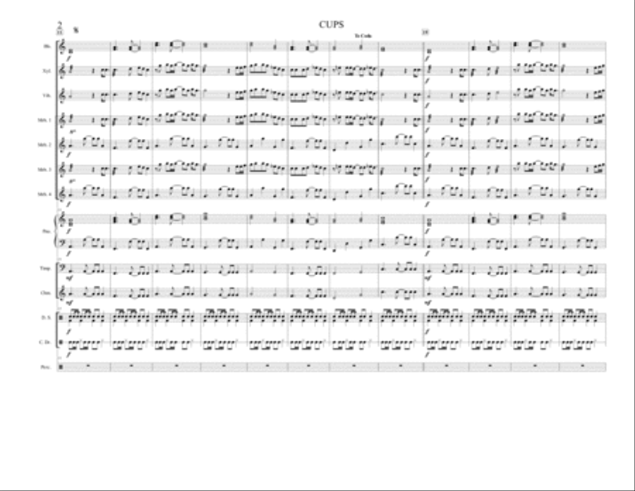 Cups (When I'm Gone) Percussion Ensemble scores gallery preview page 2