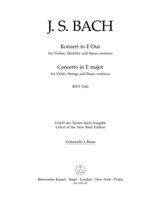 Book cover for Concerto for Violin, Strings and Basso continuo E major BWV 1042