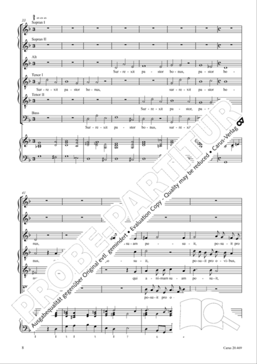 Surrexit pastor bonus (The shepherd blest is risen) 4-Part scores gallery preview page 9