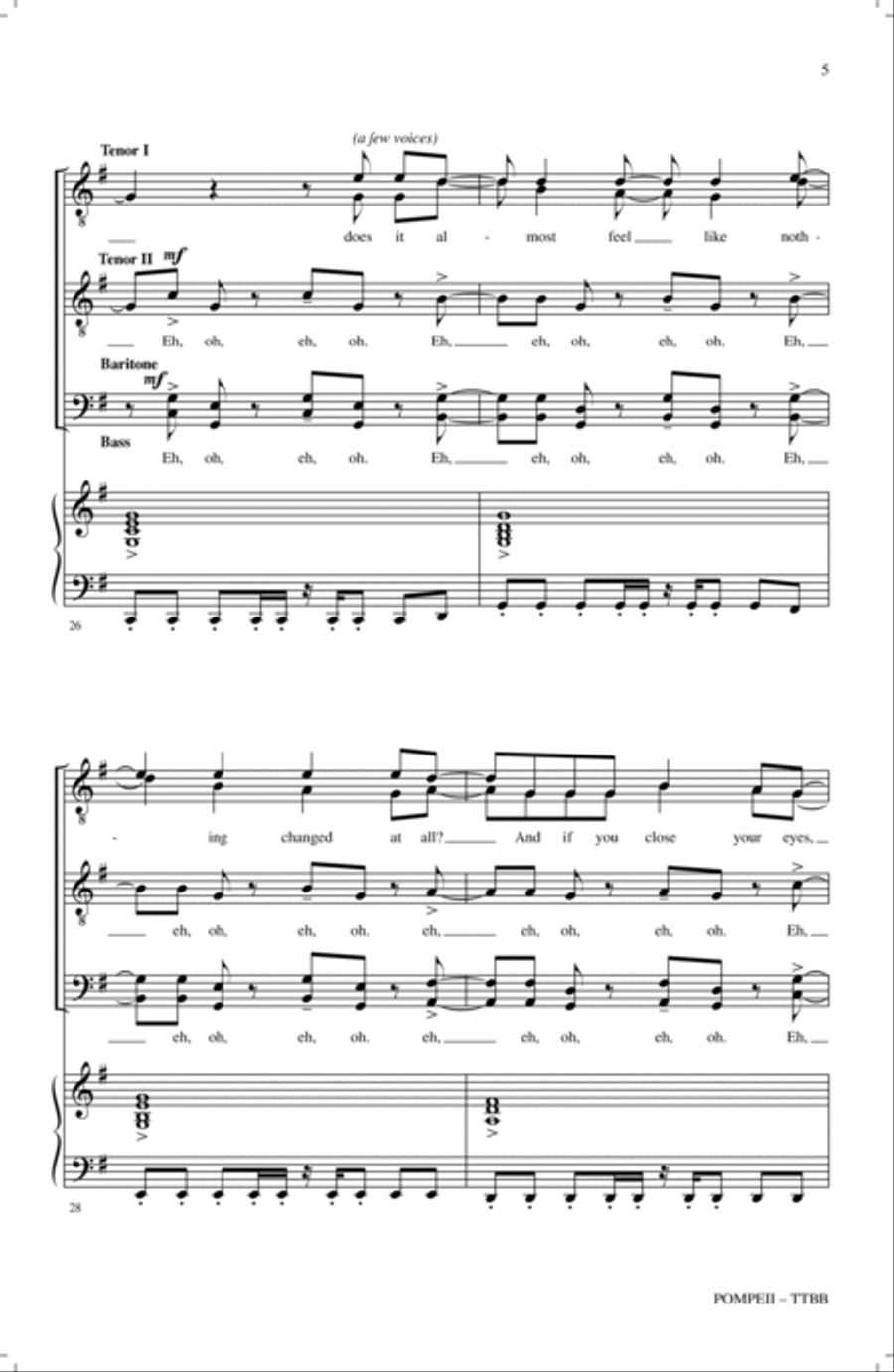Pompeii (arr. Jacob Narverud) TTBB scores gallery preview page 4