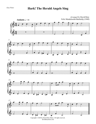 Hark the Herald Angels Sing Easy Piano Christmas Solo for Beginners