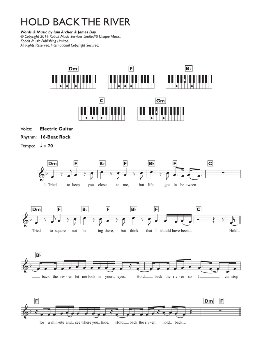 Hold Back The River Piano scores gallery preview page 1