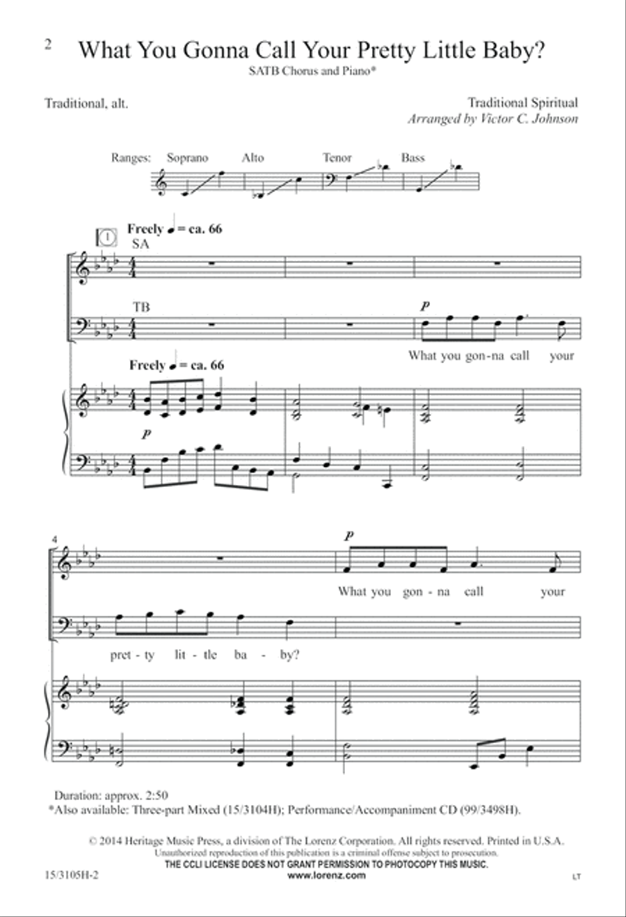 What You Gonna Call Your Pretty Little Baby? 4-Part scores gallery preview page 3
