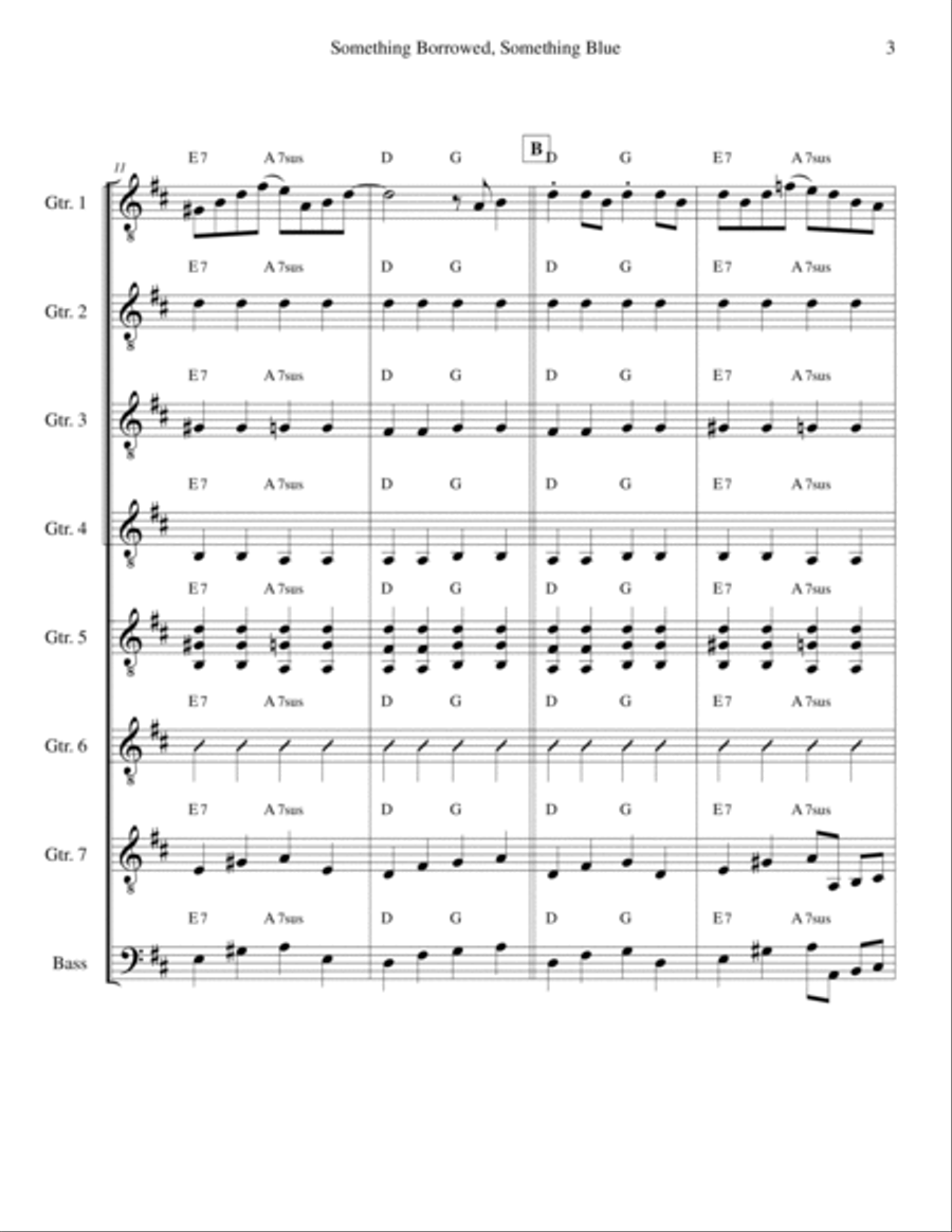Something Borrowed, Something Blue (for Guitar Ensemble) Guitar Ensemble scores gallery preview page 3