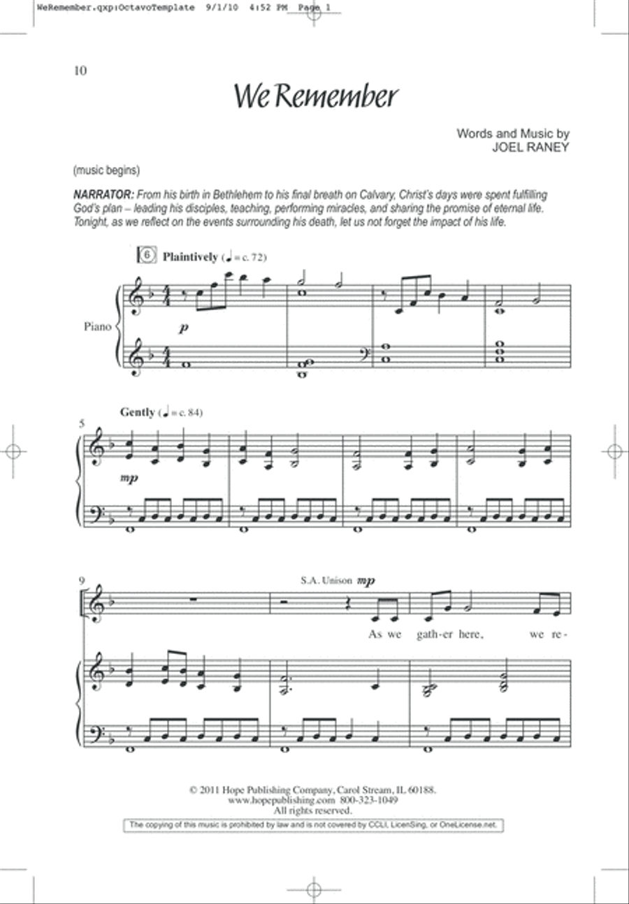 We Remember Calvary (SATB) 4-Part scores gallery preview page 12