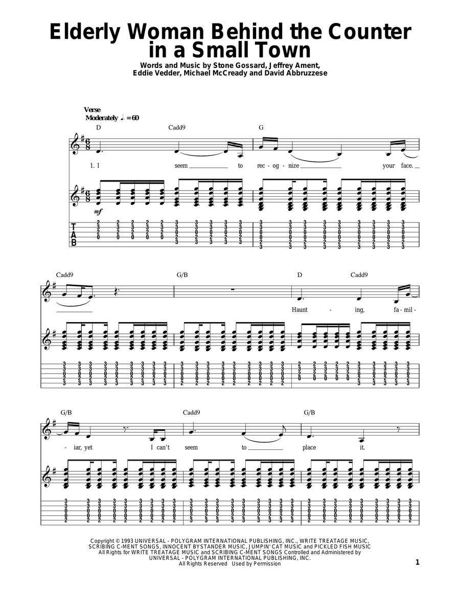 Elderly Woman Behind The Counter In A Small Town Acoustic Guitar scores gallery preview page 1