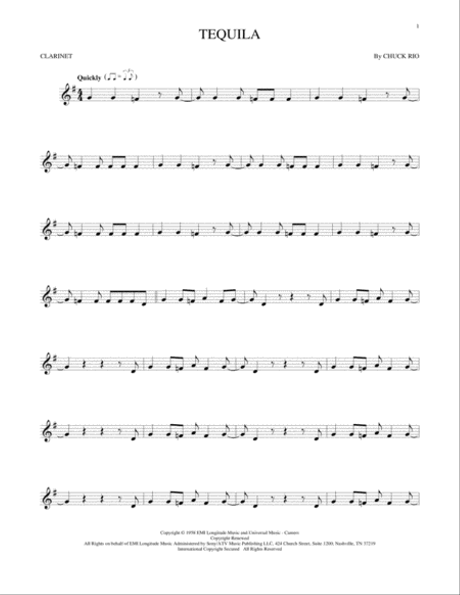 Tequila Clarinet Solo scores gallery preview page 1
