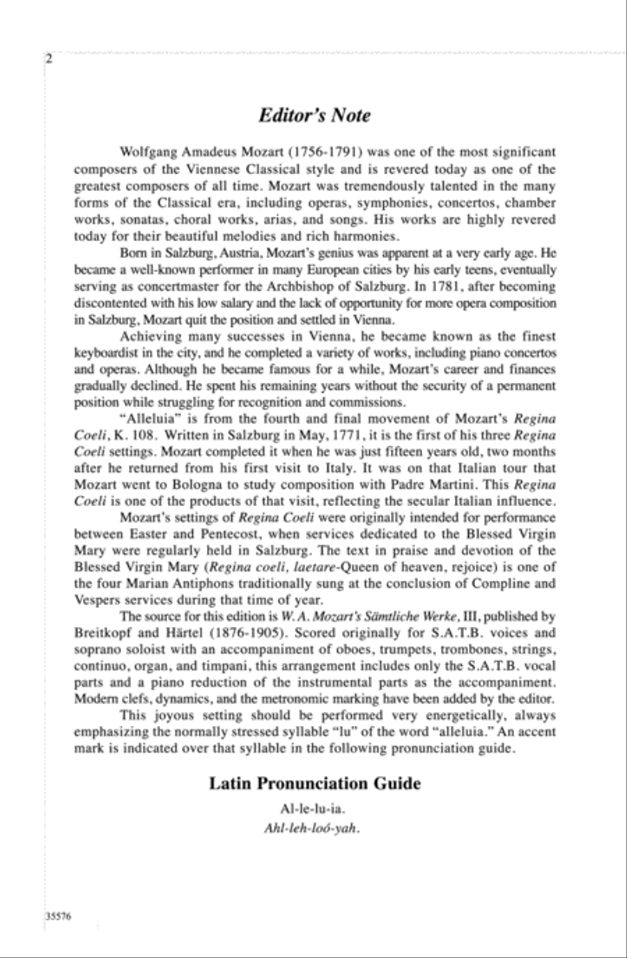 Alleluia (from Regina Coeli, K. 108) 4-Part scores gallery preview page 1