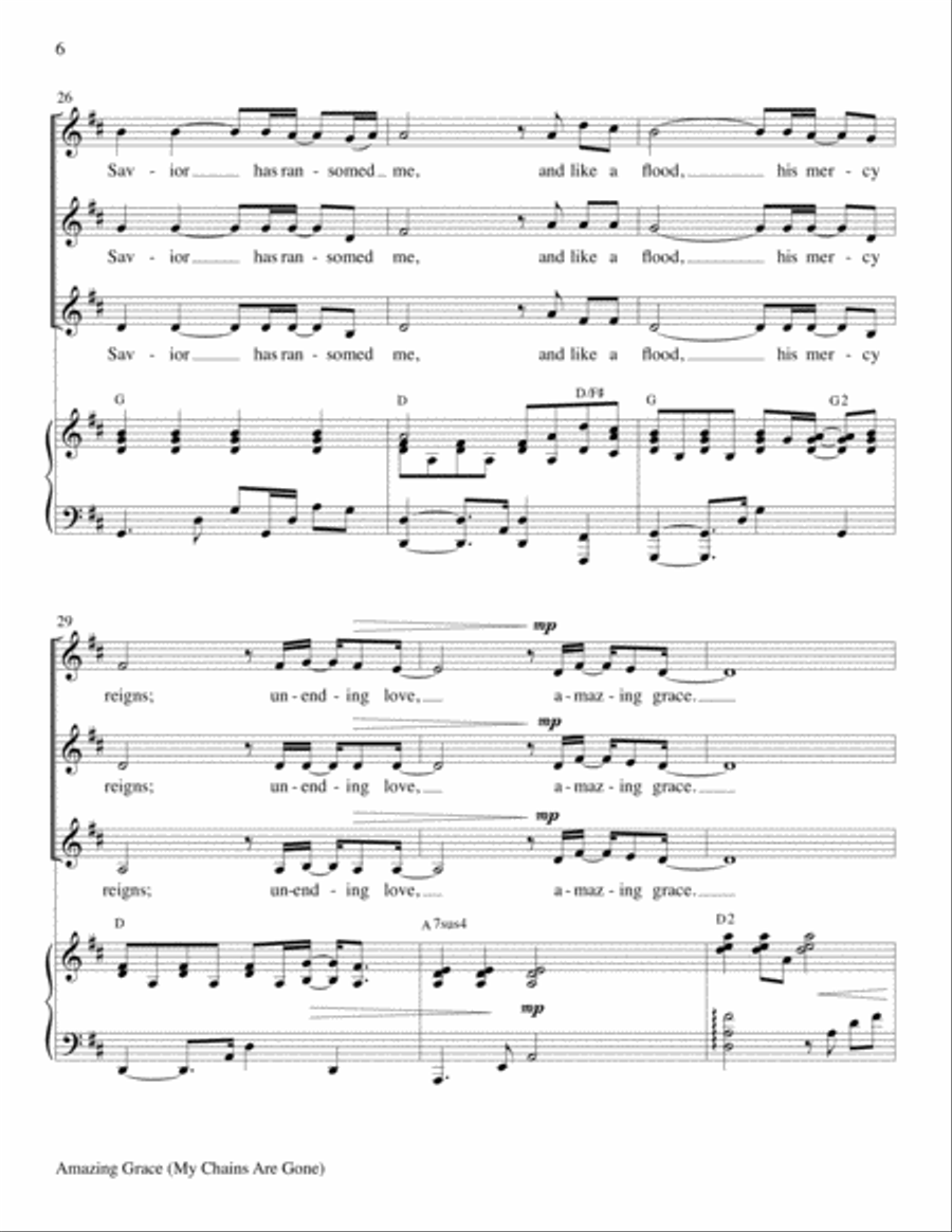 Amazing Grace (My Chains Are Gone) Voice scores gallery preview page 6