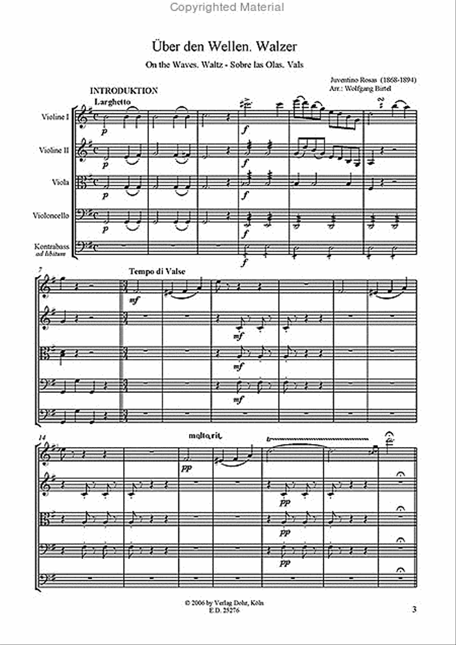 Sobre las Olas (Über den Wellen) -Walzer- (für Streichquartett) String Quartet scores gallery preview page 2