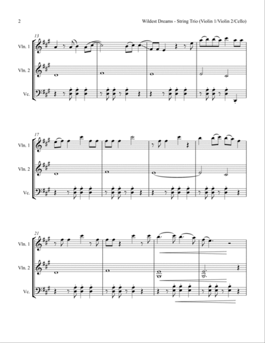 Wildest Dreams String Trio scores gallery preview page 4