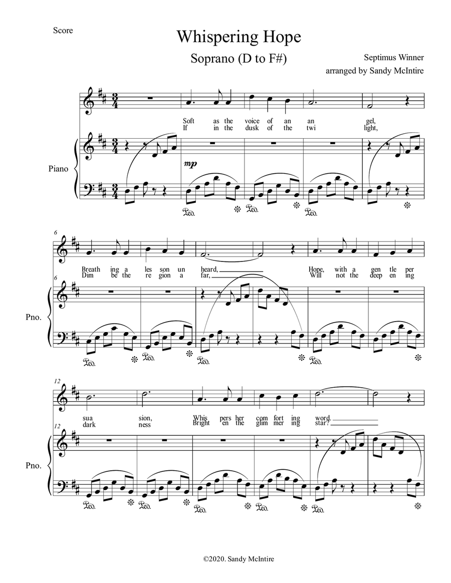 Whispering Hope Soprano Voice scores gallery preview page 1