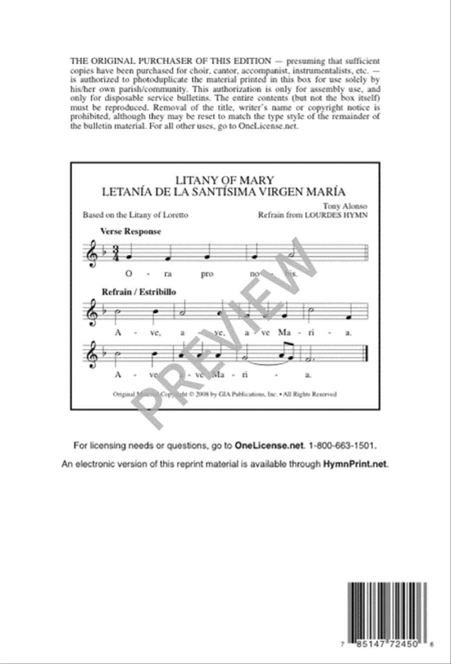 Letanía de la Santísima Virgen María / Litany of Mary 4-Part scores gallery preview page 7