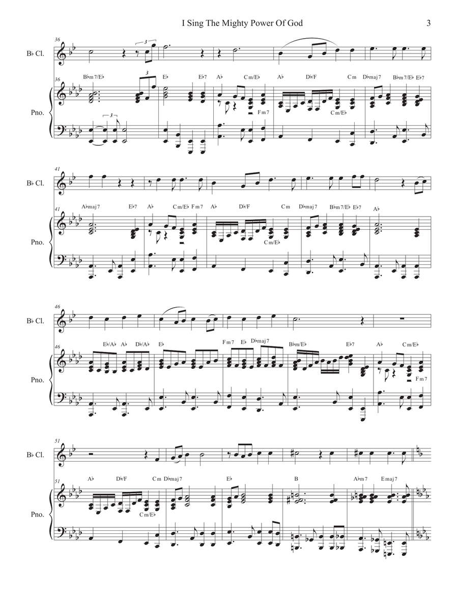 I Sing The Mighty Power Of God (Bb-Clarinet solo - Piano accompaniment) Clarinet Solo scores gallery preview page 4